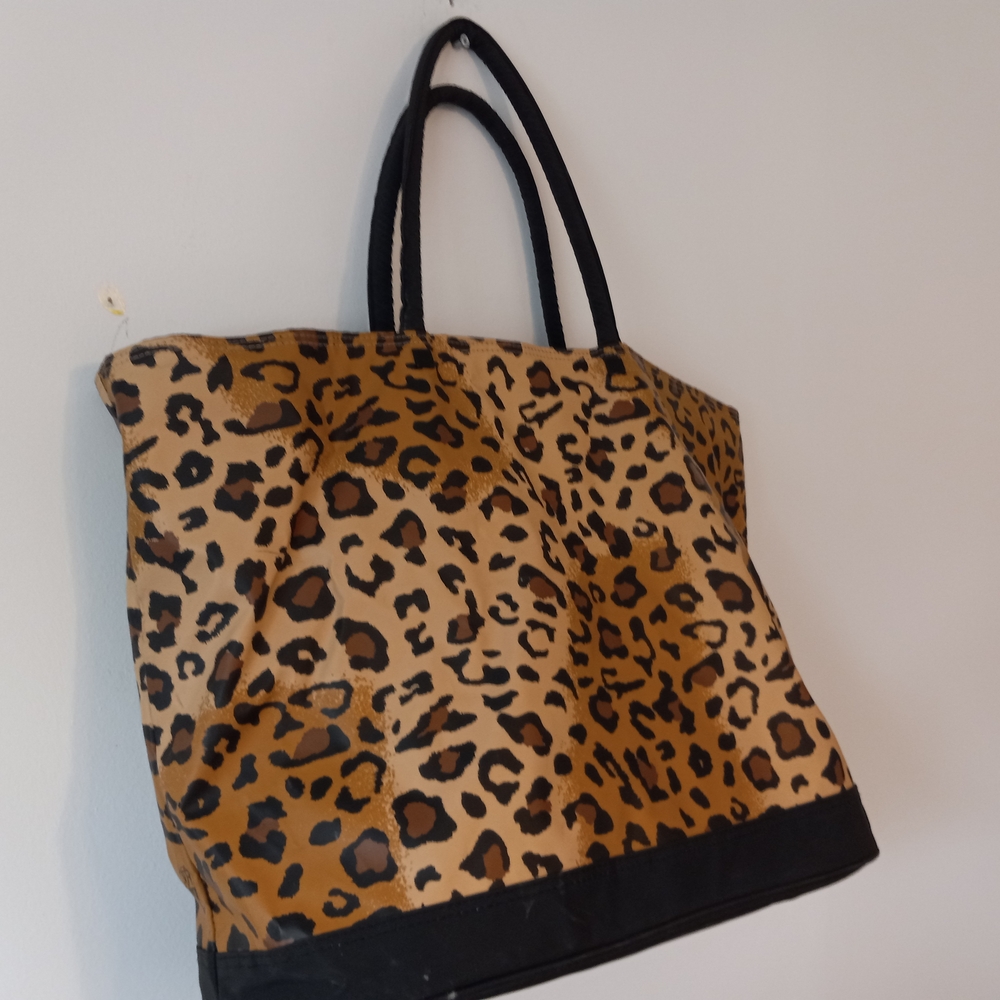 Leopard Print Tote with Black Trim